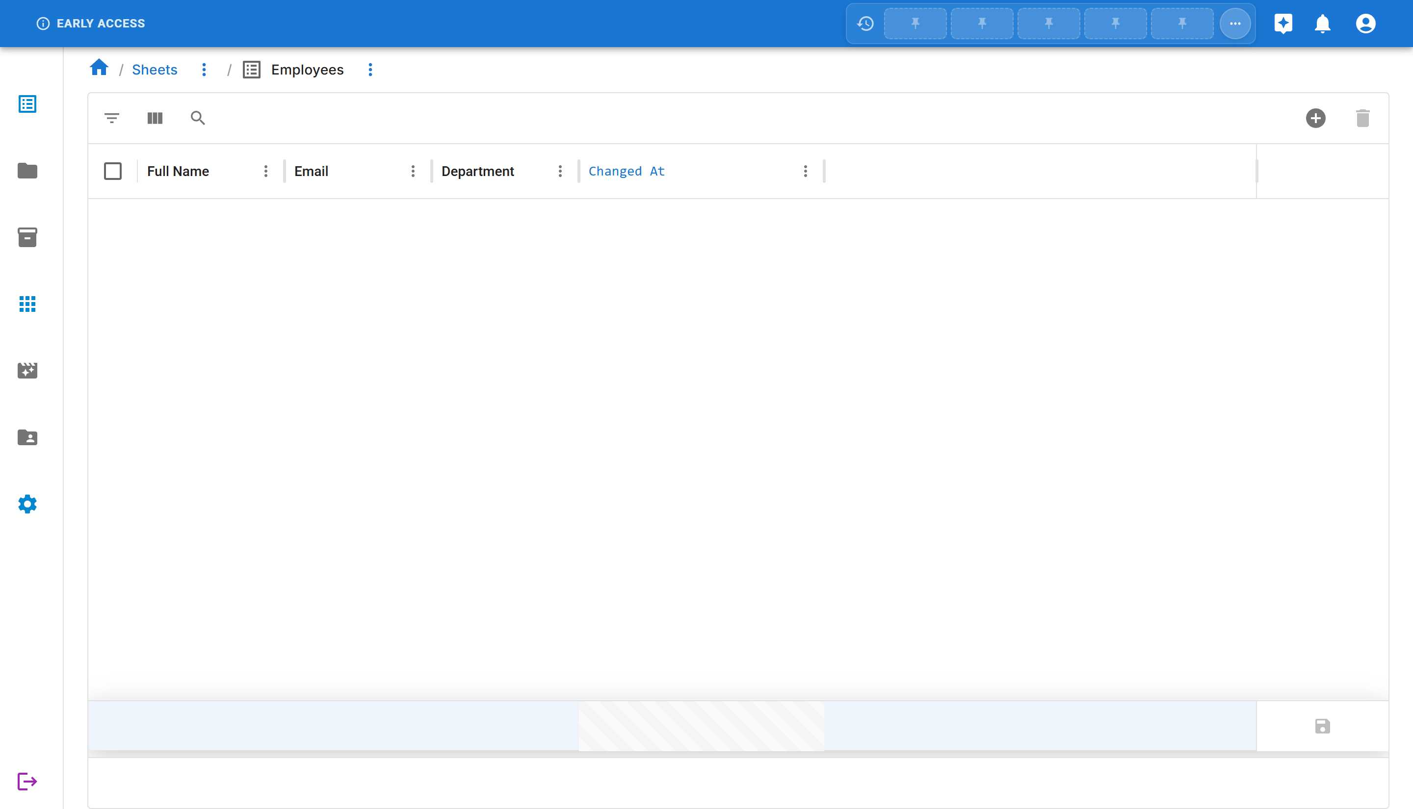 Empty Sheet with Columns