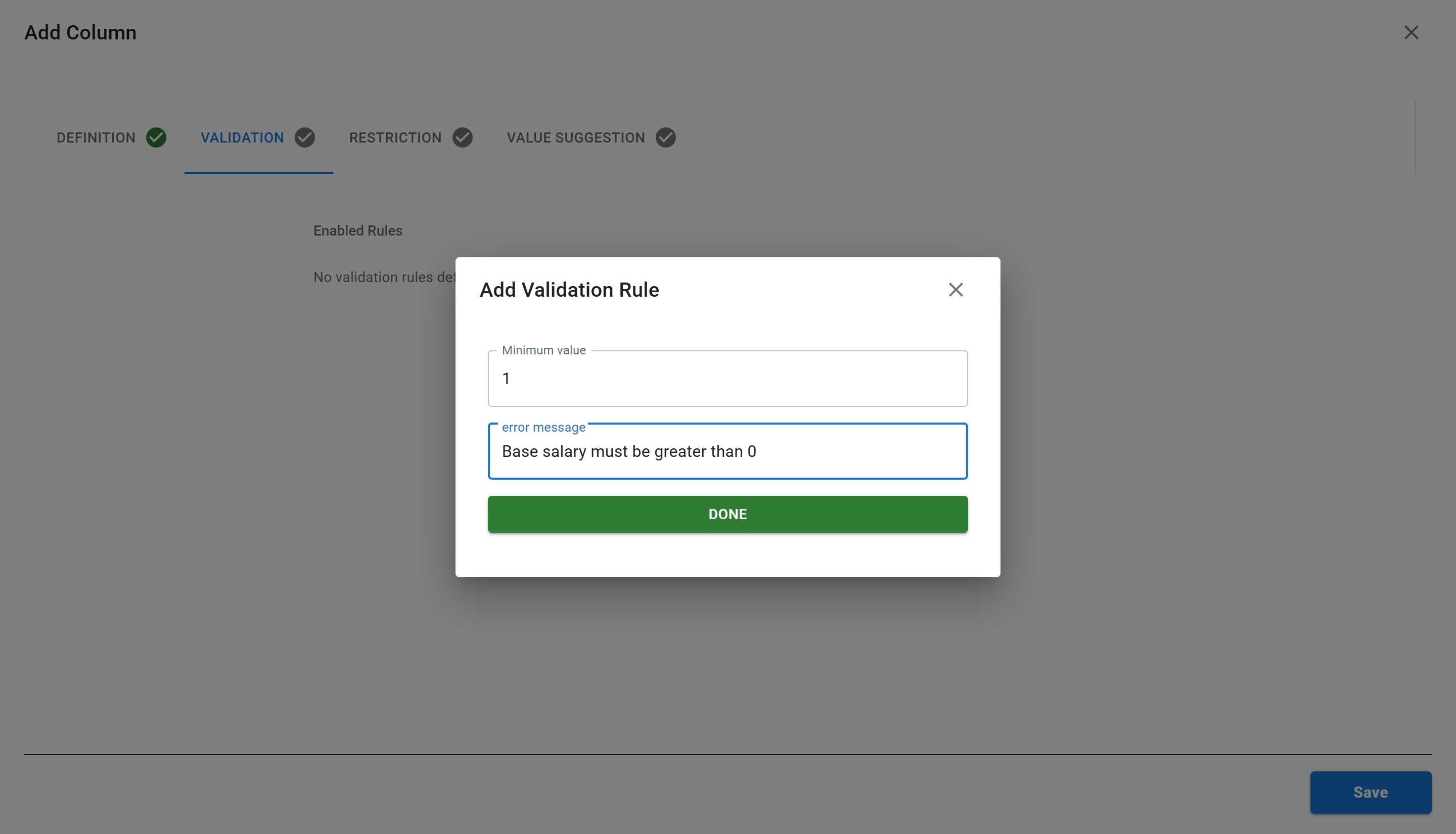 Min Value Validation