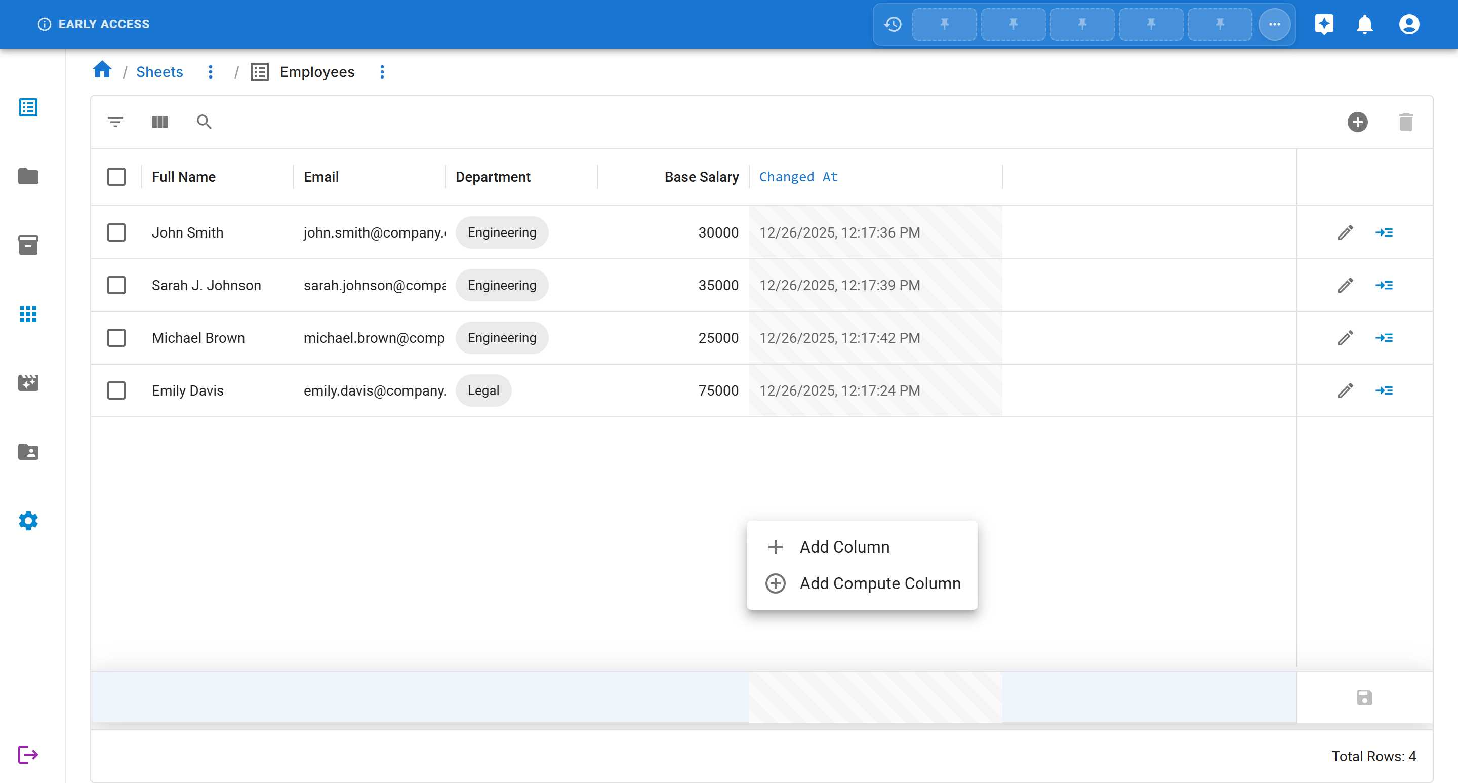 Add Compute Column Menu