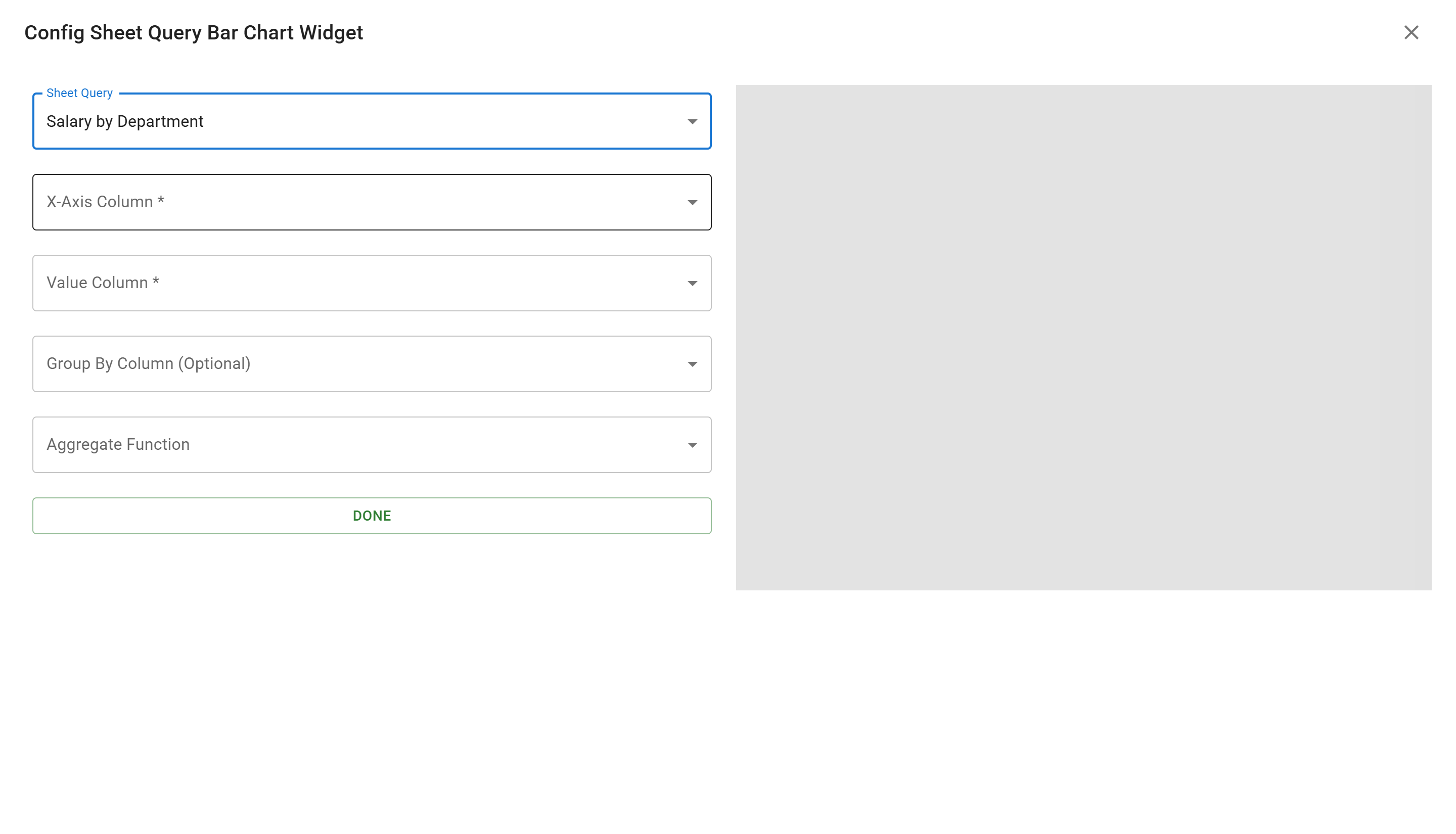 Widget Config with Query