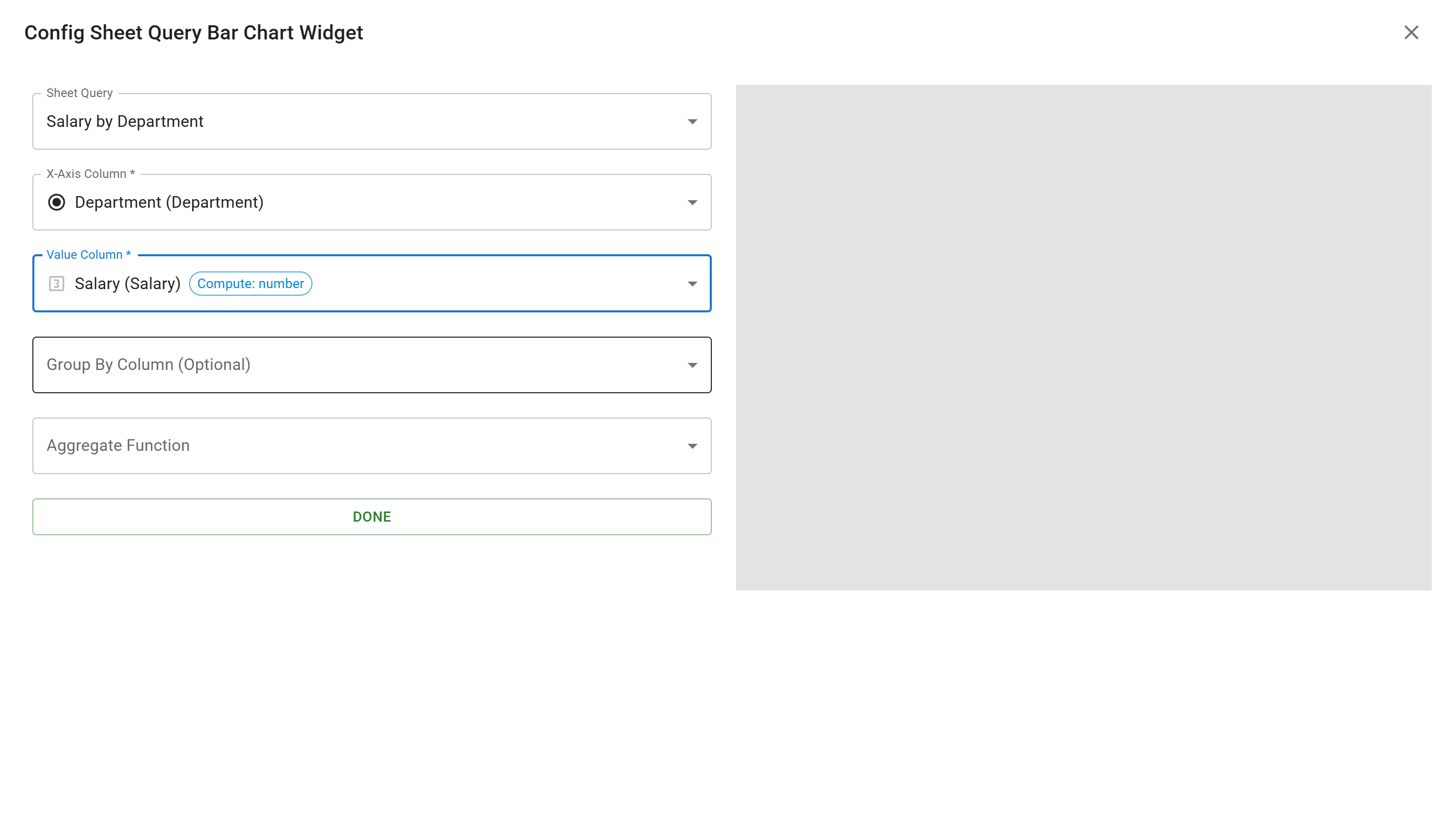 Widget Config Columns